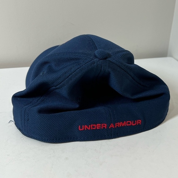 Under Armour Freedom L/XL Navy Knit America USA Flag Front Logo Emblem Hat Cap - Picture 6 of 6